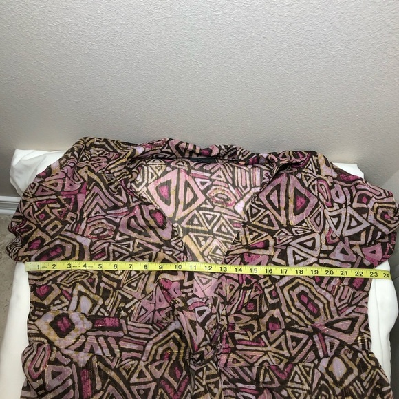 Lane Bryant Sheer Metallic Retro Long Sleeve Tie Front Cárdigan Blouse 14/16 - Picture 12 of 12